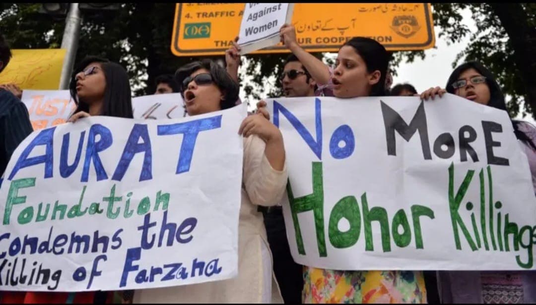 Women during a protest in Pakistan